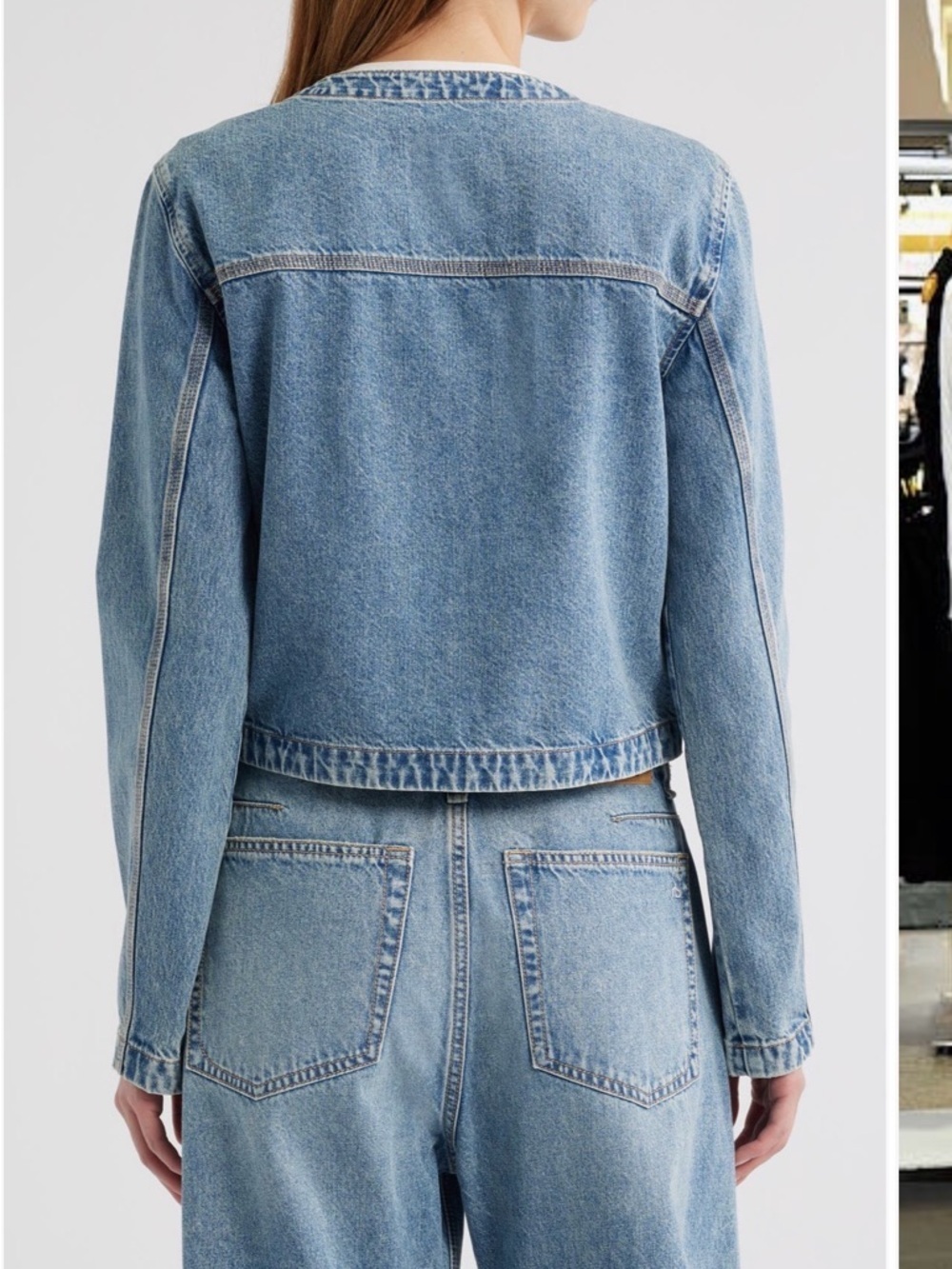 rag & bone Drew Light Blue Denim Jean Jacket cropped button front XL - Picture 2 of 9